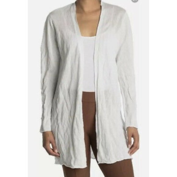 $278 Eileen Fisher TENCEL & METAL LONG CARDIGAN Ivory Size M - Picture 1 of 10